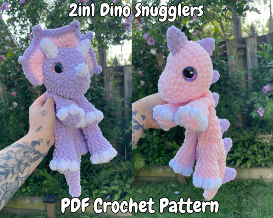 DIGITAL PDF | 2in1 Dino Snugglers Crochet Amigurumi Pattern