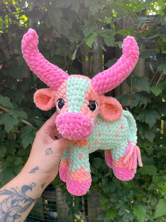 Rainbow Sherbet Cow Amigurumi