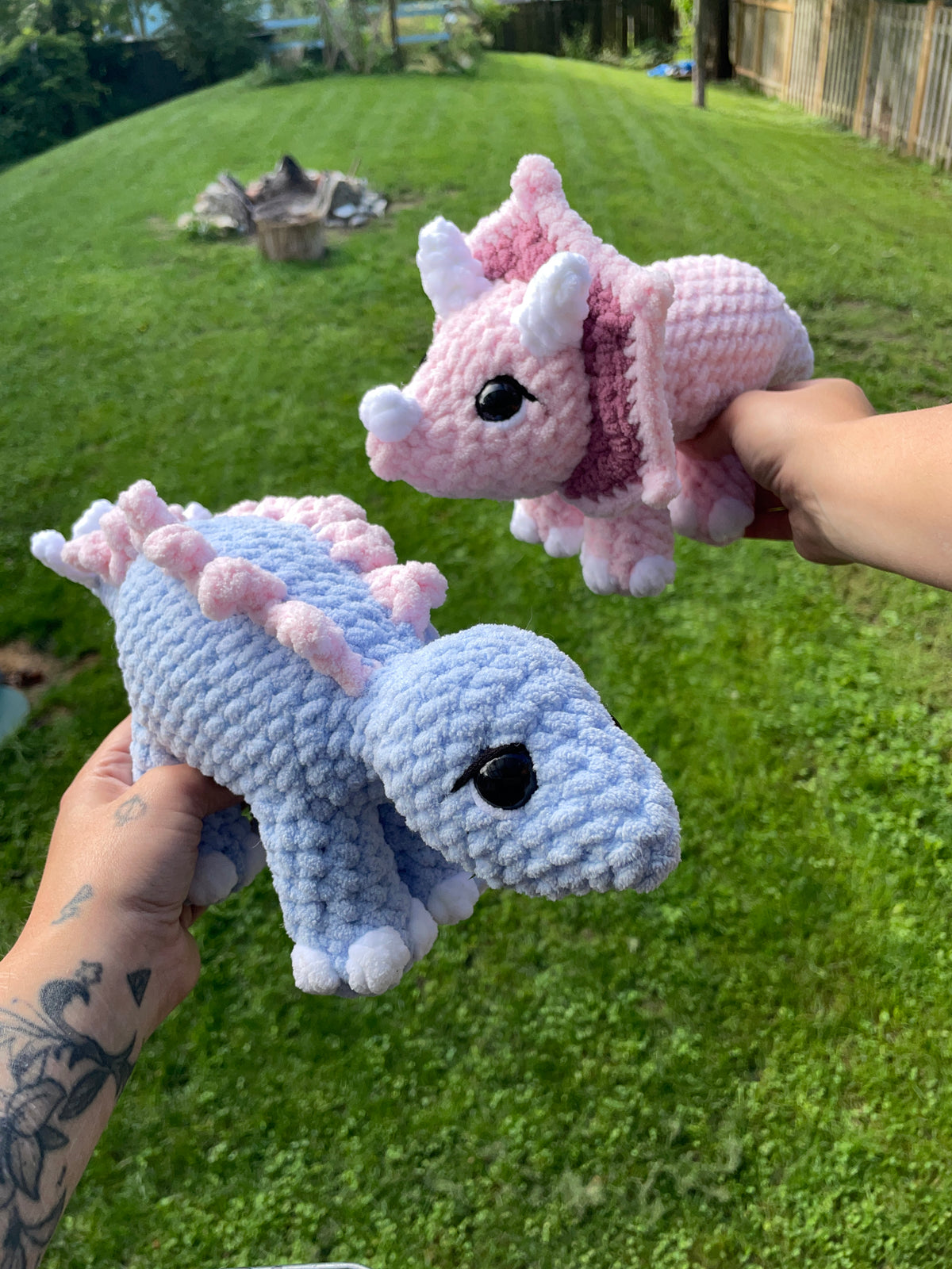 DIGITAL PDF | No Sew Stegosaurus & Low Sew Triceratops Crochet Amigurumi Pattern Bundle