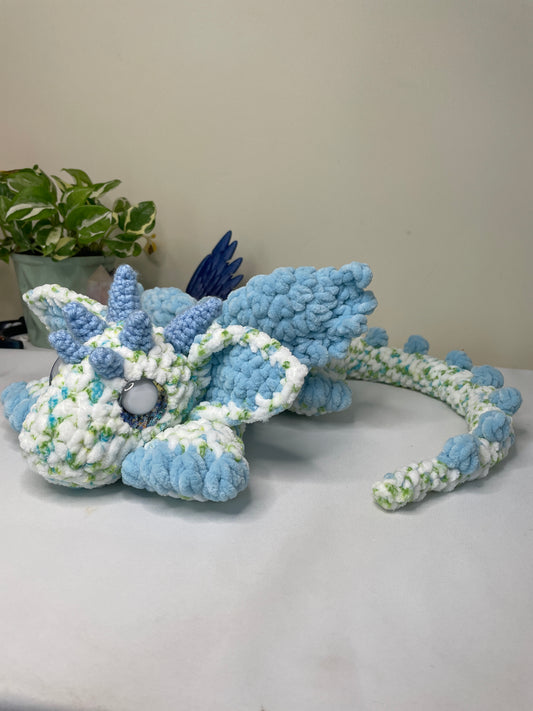 Blue Floral Dragon Amigurumi