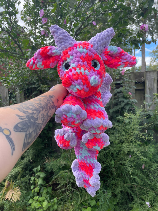 Neon Dragon Snuggler Amigurumi