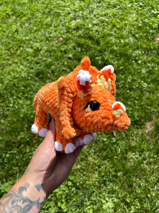 Candy Corn Triceratops Amigurumi