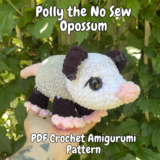 DIGITAL PDF | Polly The No Sew Standing Opossum Crochet Amigurumi Pattern