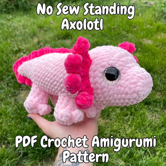 DIGITAL PDF | No Sew Standing Axolotl Crochet Amigurumi Pattern