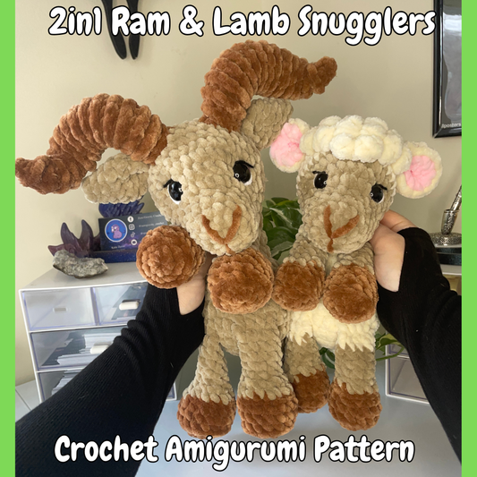DIGITAL PDF | 2in1 Ram & Lamb Snuggler Crochet Amigurumi Pattern