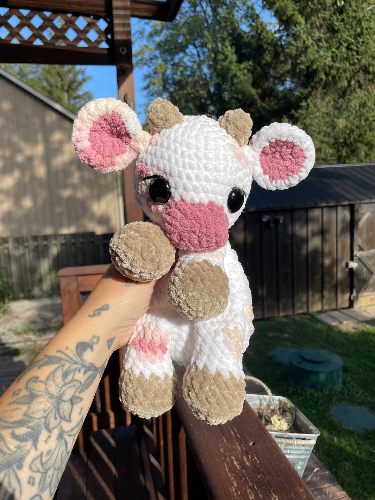 Raspberry Cheesecake Cow Snuggler Amigurumi