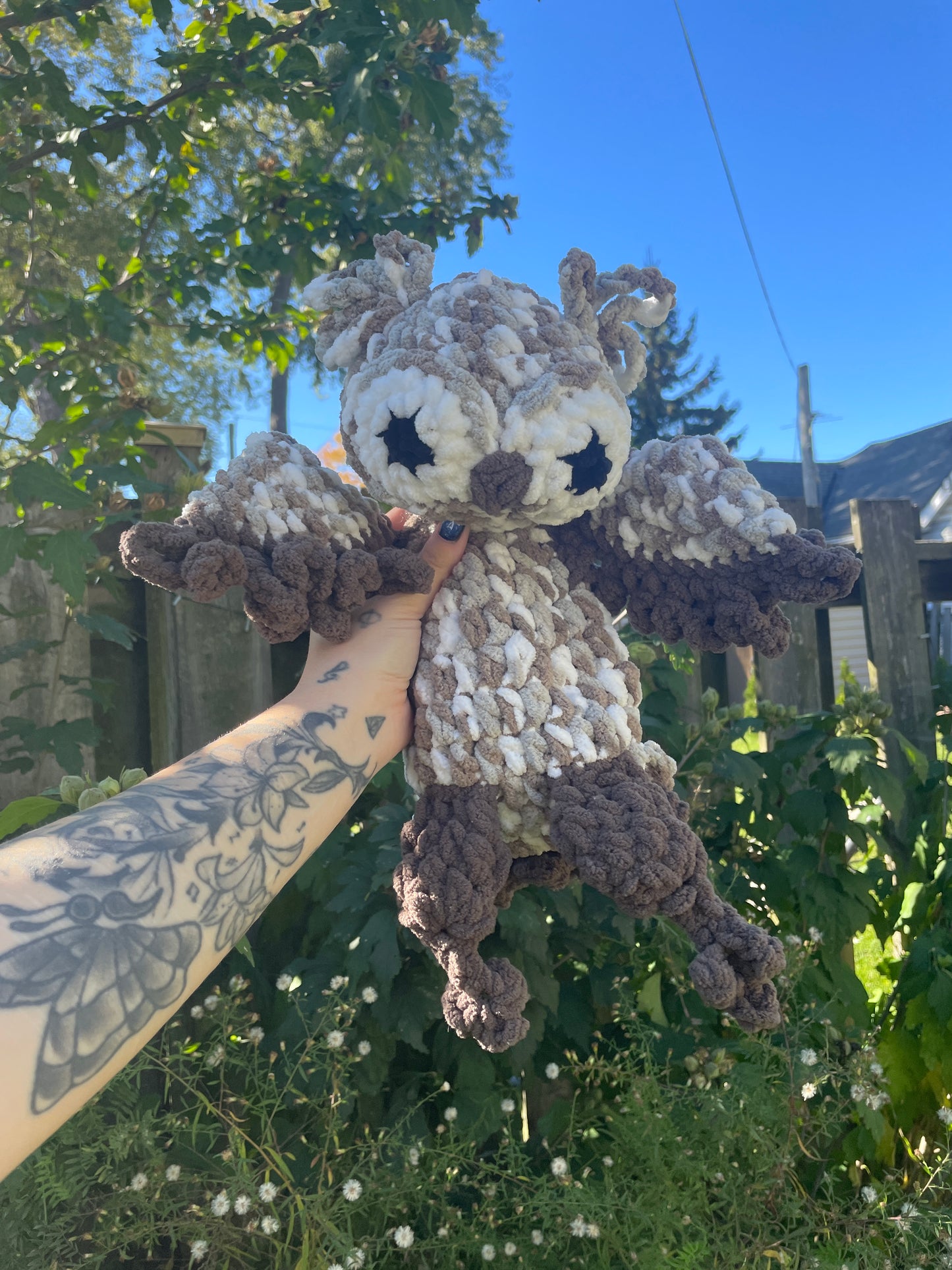 Brown Speckled Own Snuggler Amigurumi