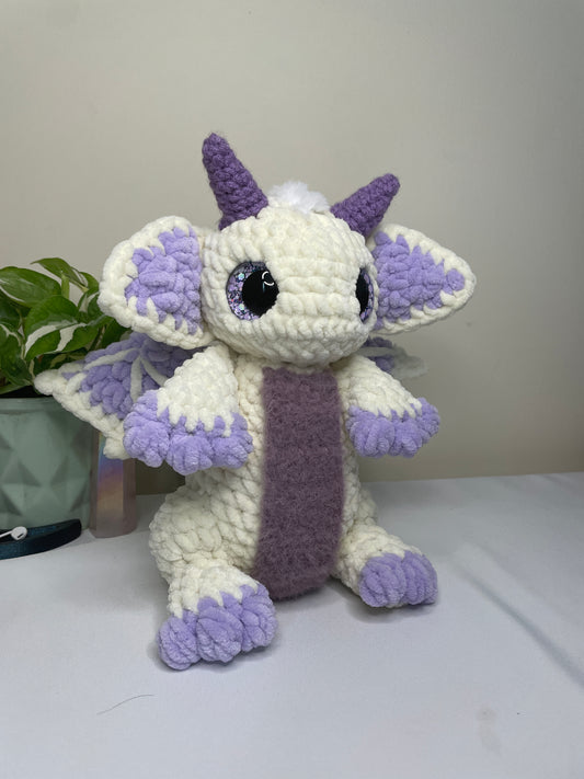 Cream & Purple Baby Dragon Amigurumi