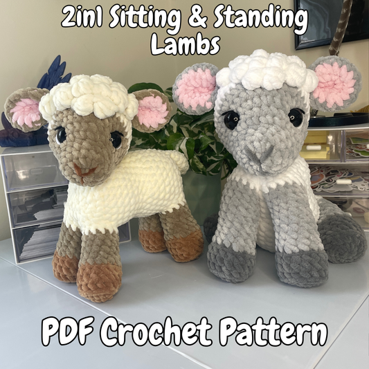 DIGITAL PDF | 2in1 Sitting & Standing Lamb Sheep Crochet Amigurumi Pattern