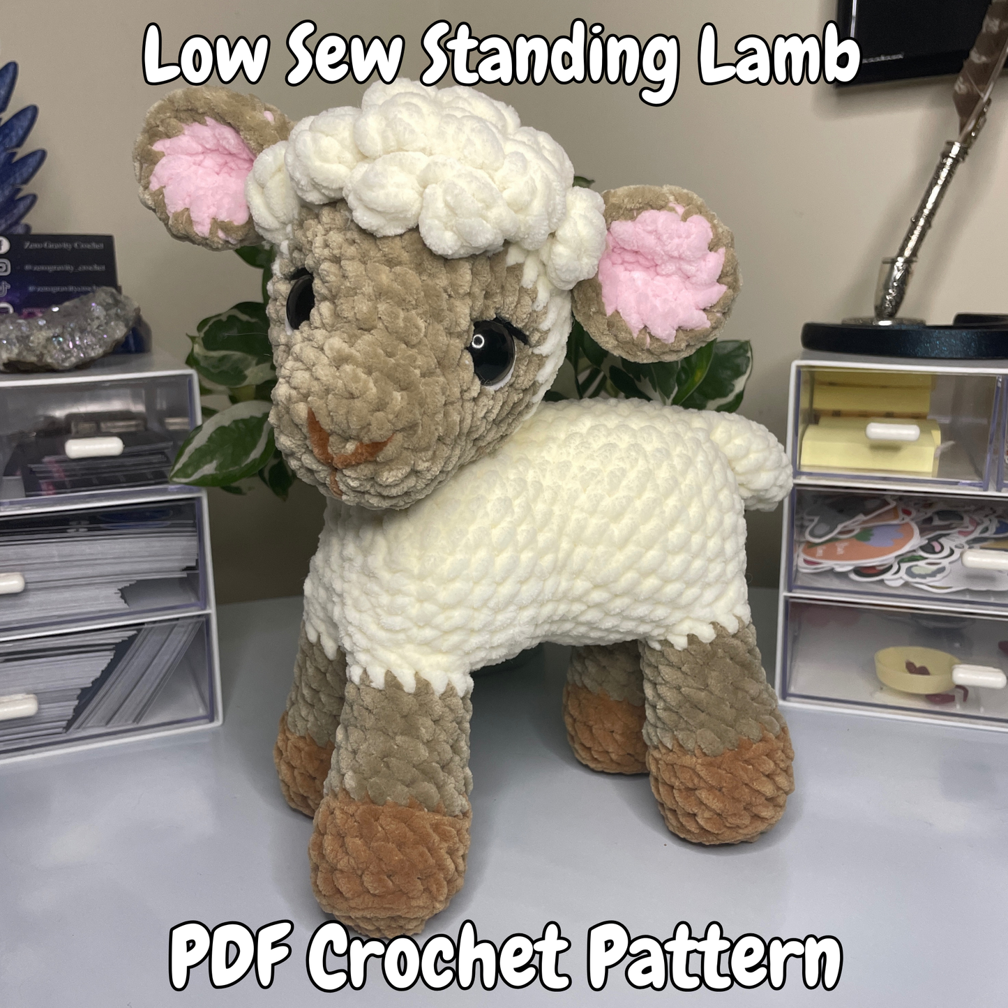 DIGITAL PDF | Low Sew Standing Sheep Lamb Crochet Amigurumi Pattern
