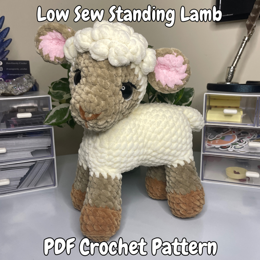 DIGITAL PDF | Low Sew Standing Sheep Lamb Crochet Amigurumi Pattern