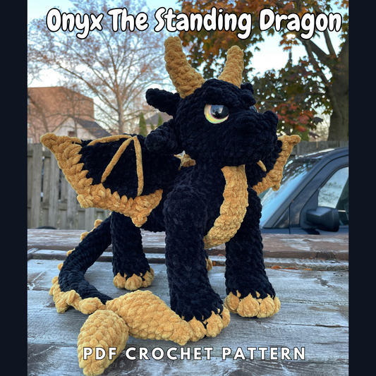 DIGITAL PDF | Onyx The Standing Dragon Crochet Amigurumi Pattern