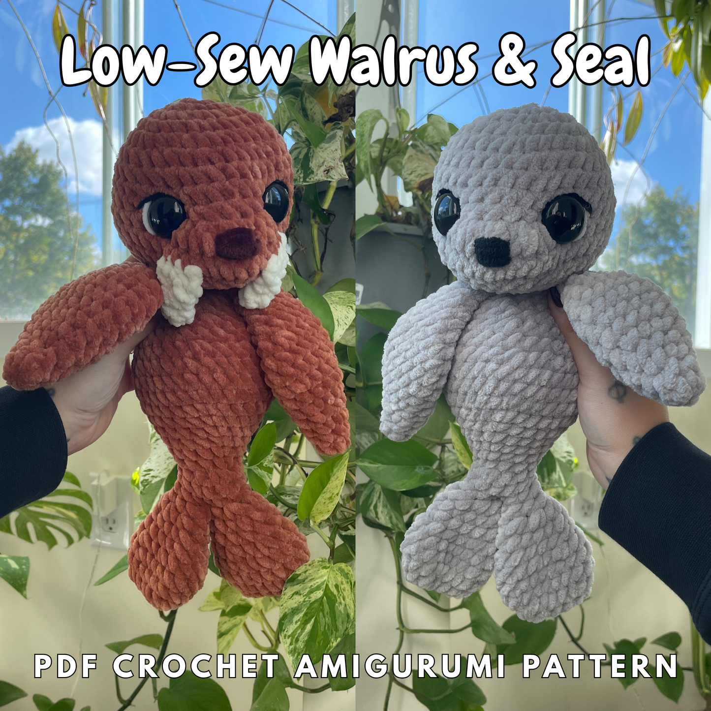 DIGITAL PDF | Low-Sew Seal & Walrus Crochet Amigurumi Pattern