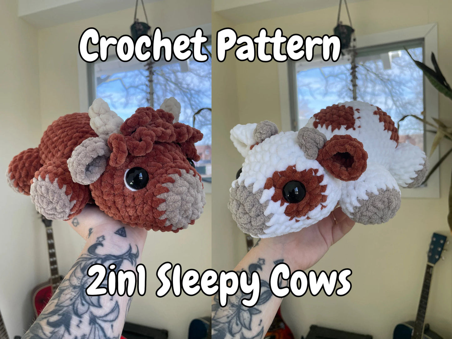 DIGITAL PDF | 2in1 Sleepy Cow Crochet Pattern