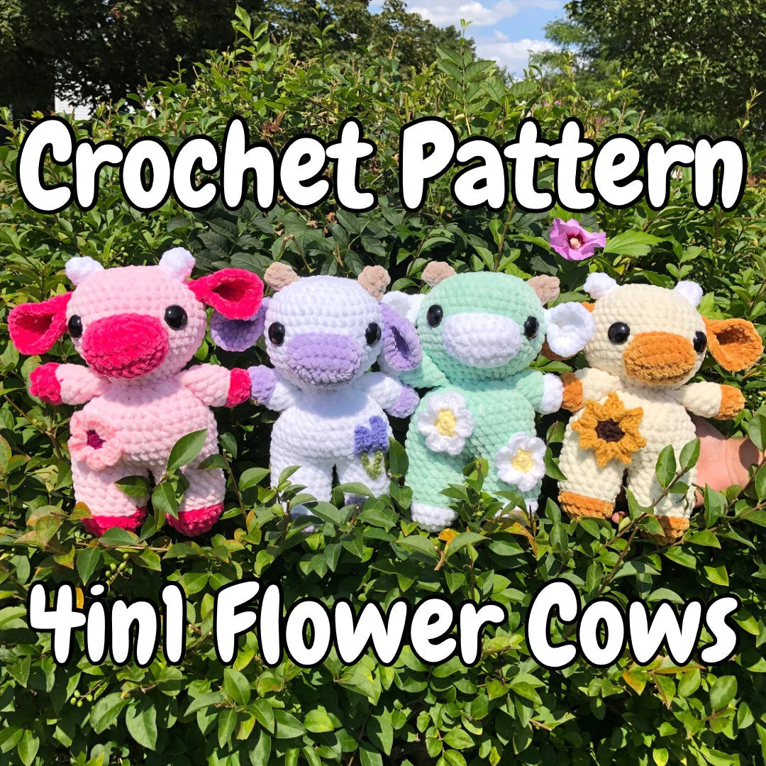 DIGITAL PDF | 4in1 Flower Cows Crochet Pattern