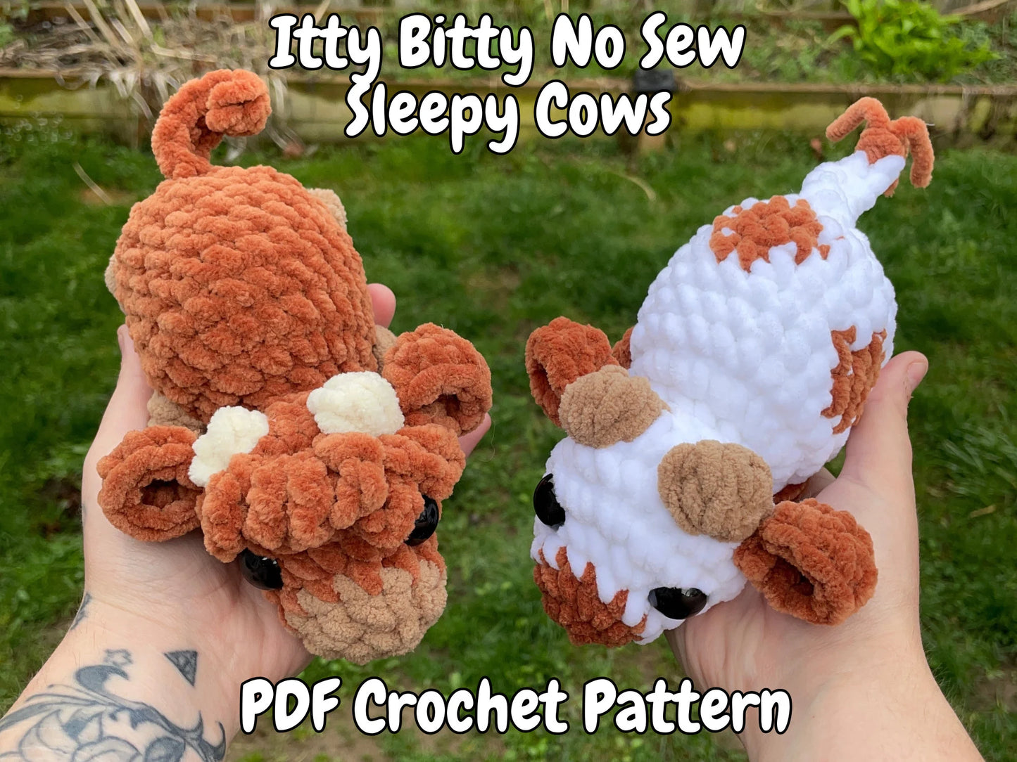 DIGITAL PDF | 2in1 Itty Bitty Sleepy No Sew Cow Crochet Pattern